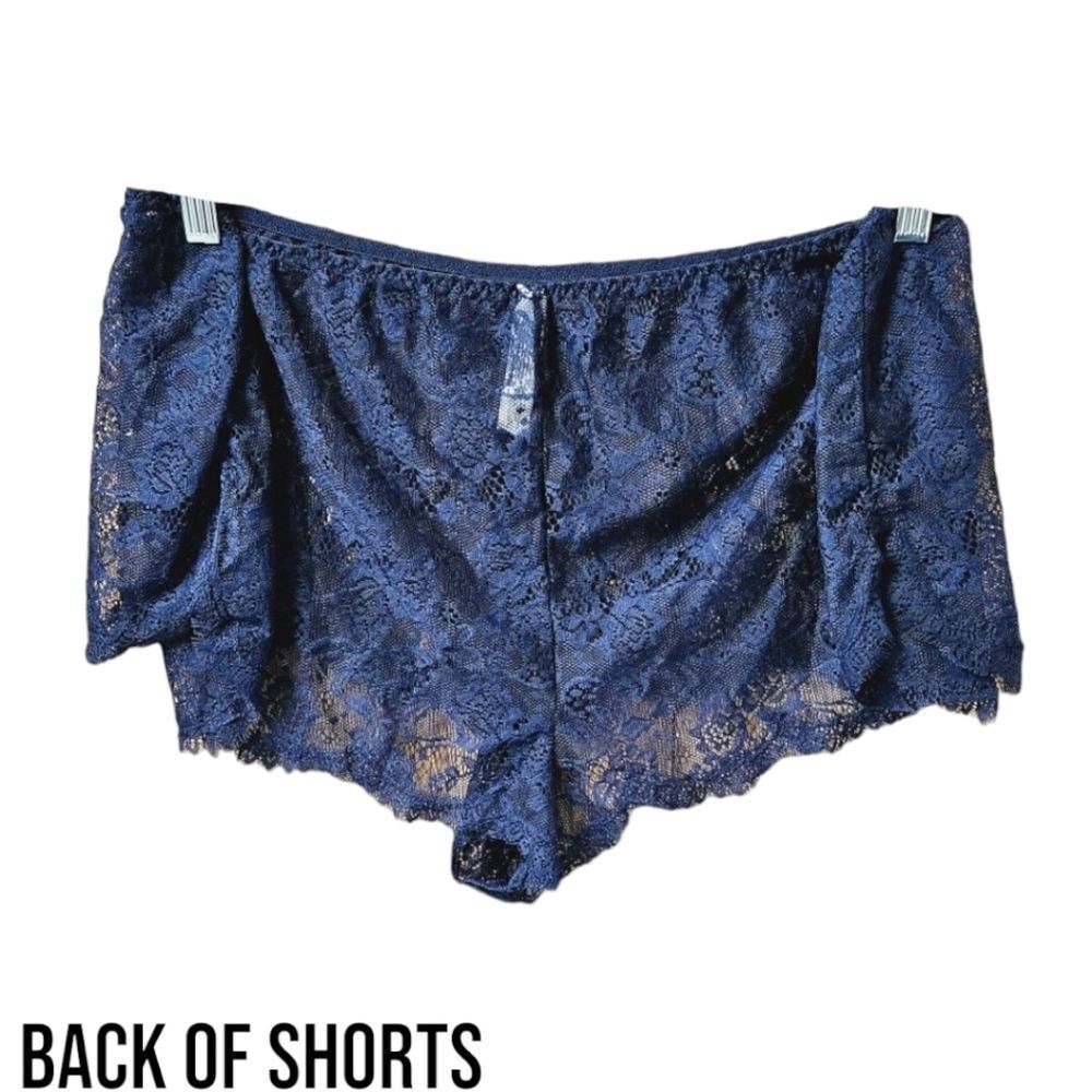 Adore Me 2X Medieval Blue Lace Satin Cami Shorts Lingerie Set - Picture 8 of 16